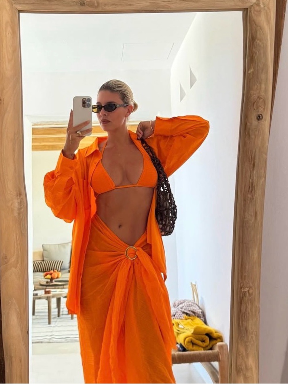 Monday Swimwear Palma Top & Tamarama bottom set in Tangerine Crinkle - Picture 4 of 5